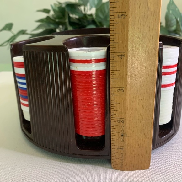E.S LOWE Poker Chip Carousel Caddy Dispenser Made In USA Vintage 1960's W/ Chips - Picture 9 of 14
